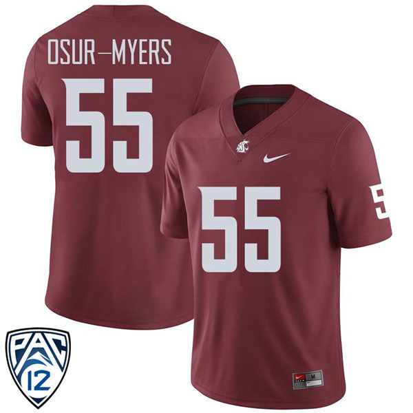 Men #55 Noah Osur-Myers Washington State Cougars College Football Jerseys Sale-Crimson